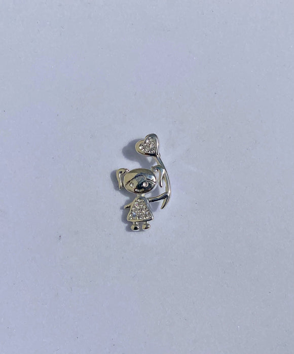 PI115 PINGENTE DE PRATA MENINA CRAVEJADO DE MICROZIRCONIA (Tam. 2,0x1,0)