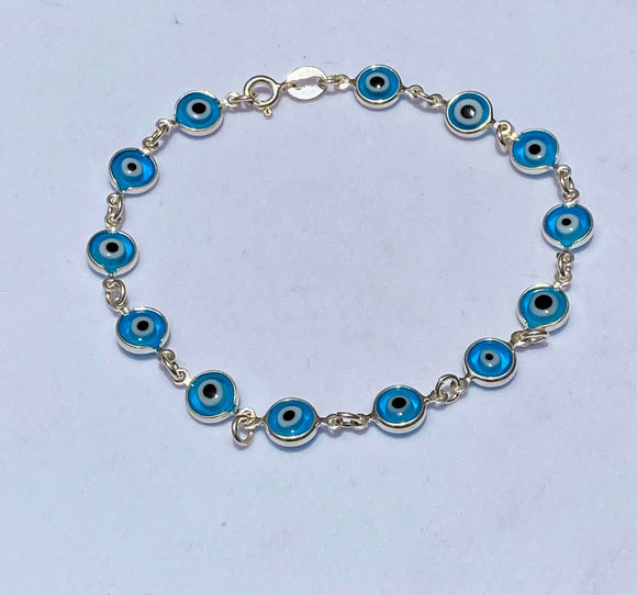 PU020A PULSEIRA DE PRATA OLHO GREGO AZUL